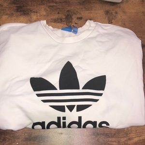 white and black adidas crew neck sweatshirt